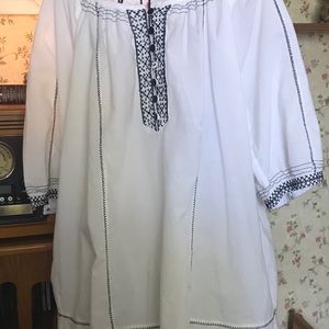 Black and White Peasant Blouse